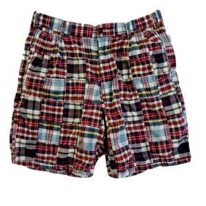 Jos. A. Bank‎ Shorts Mens Sz 35 Waist Flat Front Patchwork Plaid 100% Cotton